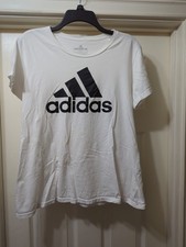 Adidas Amplifier Tee Shirt Womens Large White Spell Out Graphic Cotton Ladies