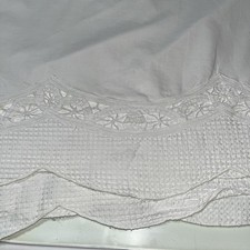 Simply Shabby Chic Style King White Dust Ruffle Bed Skirt Open Lace 14” Drop