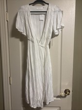 ASTR The Label Women White Wrap Dress XS Girlhood Cottagecore Romantic Whimsy