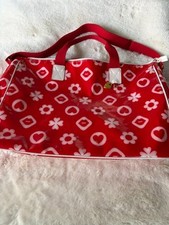 Authenic Moschino Parfums Borsa Tote in Vinile Rosso Riscalda Fiori Motivo Labbra