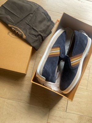 tods mens loafers UK8 US9 EU42 Pantafola Gomma  Navy Suede New Made In Italy