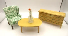 1:12 OOAK Artisan HIGH END Miniature Dollhouse LIVING ROOM Chair Chest Table