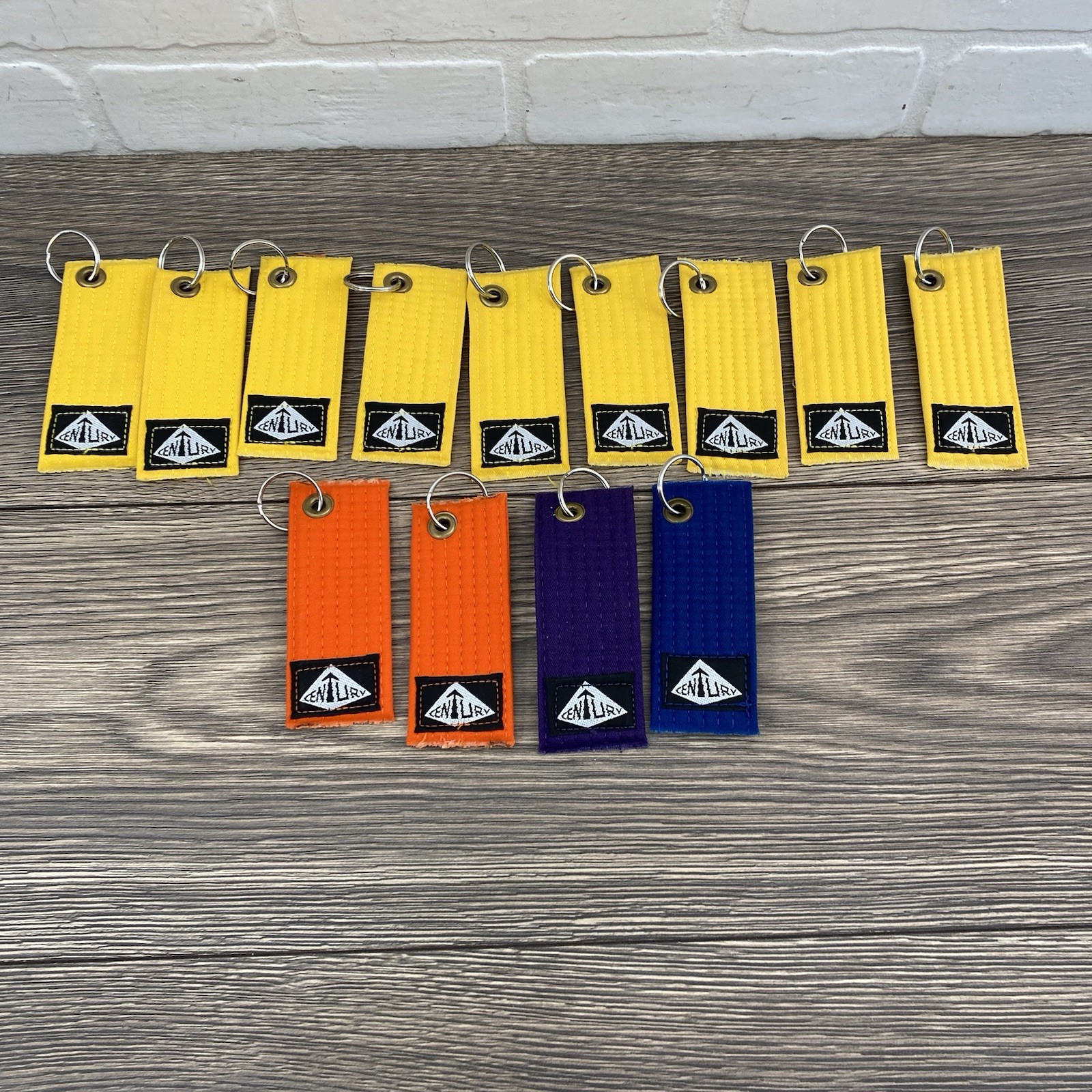 Lot Of 13 Century Martial Arts Rank Belt Keychain Yellow Blue Orange Purple