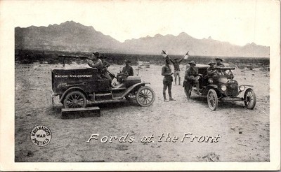 Mint USA US Invasion Mexico Machine Gun and Fords On the Front RPPC Postcard