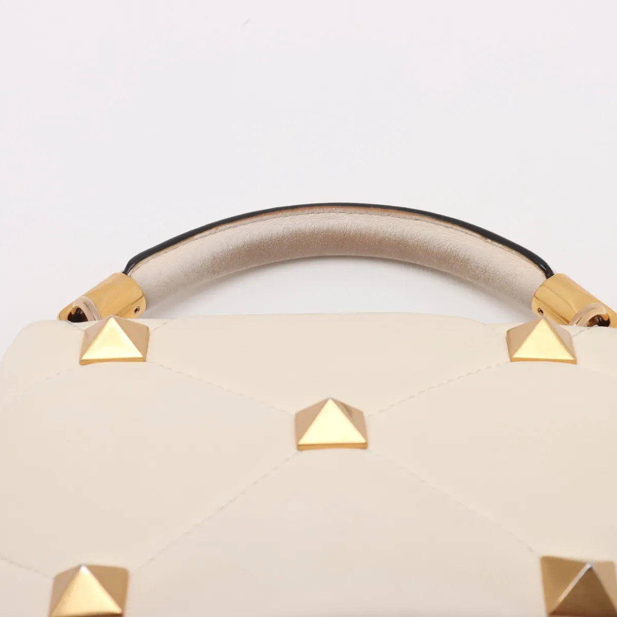 Valentino Garavani Roman studs Leather 2 Way Handbag White thumbnail 6