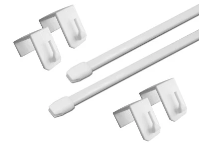 2x Gardinenstange/Vitragestange "Maui" weiß,ausziehbar,oval, inkl. Fensterhaken - Bild 1 von 4