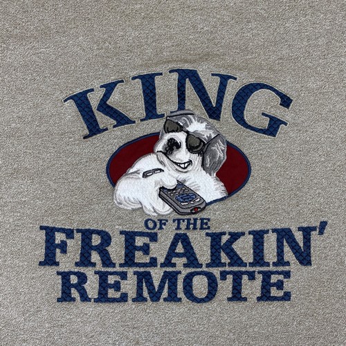 Big Dogs Sweater Adult 2X Brown King Of The Remote Embroidery Long Sleeve Casual - Picture 2 of 10