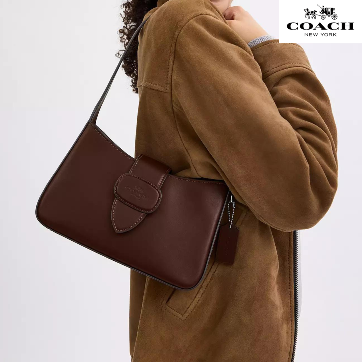 Coach Eliza Shoulder Bag With Zipper Closure smooth leather