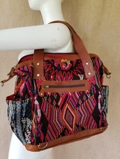 Nena & Company Xl Convertible Embroidered Tapestry Leather Tote Travel Bag
