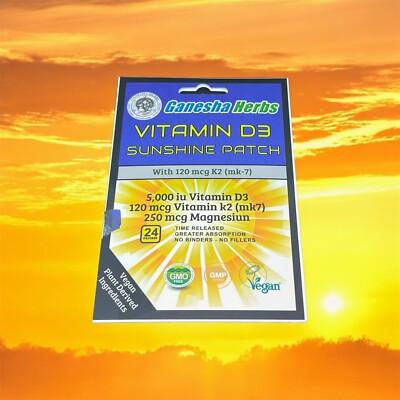 NEW! VITAMIN D3 / K2 5,000 iu SUNSHINE 48 PATCHES!! + MAGNESIUM 4 MONTH SUPPLY!!