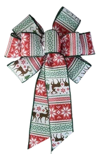 Small 5-6" Hand Made Scandinavian Sweater Wired Christmas Wreath Bow Red Green 