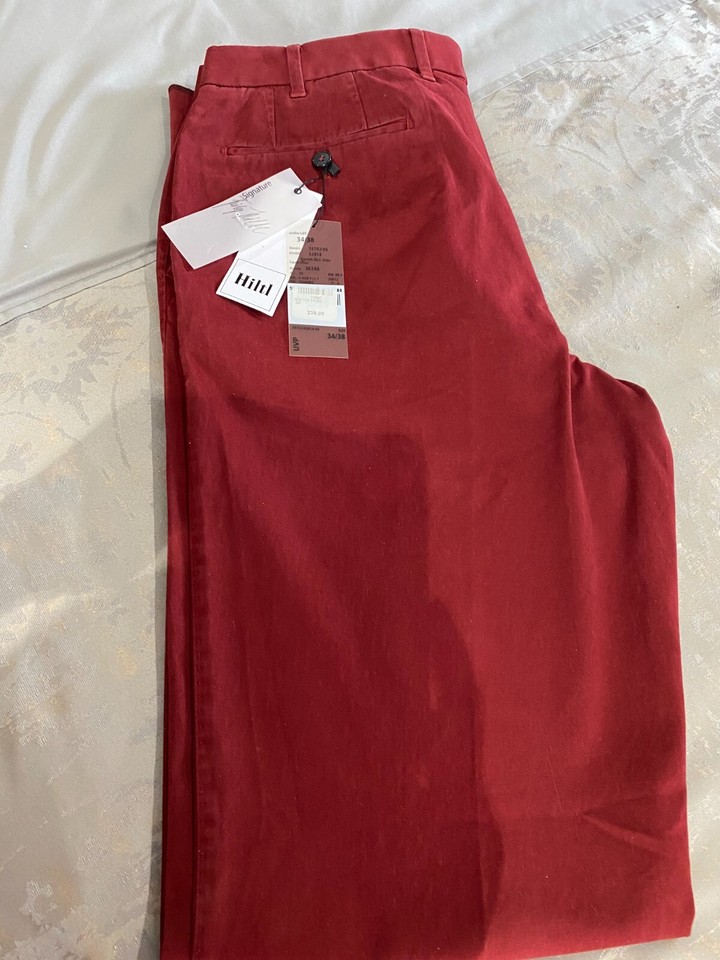 NEW NWT Signature Hiltl Men's Solid Cotton Chino Pants 34X38 235 eBay