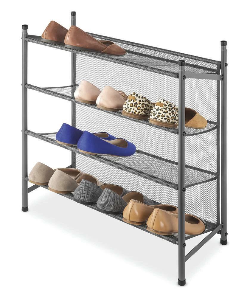 Whitmor® 24-Pair Gunmetal Mesh Shoe Rack