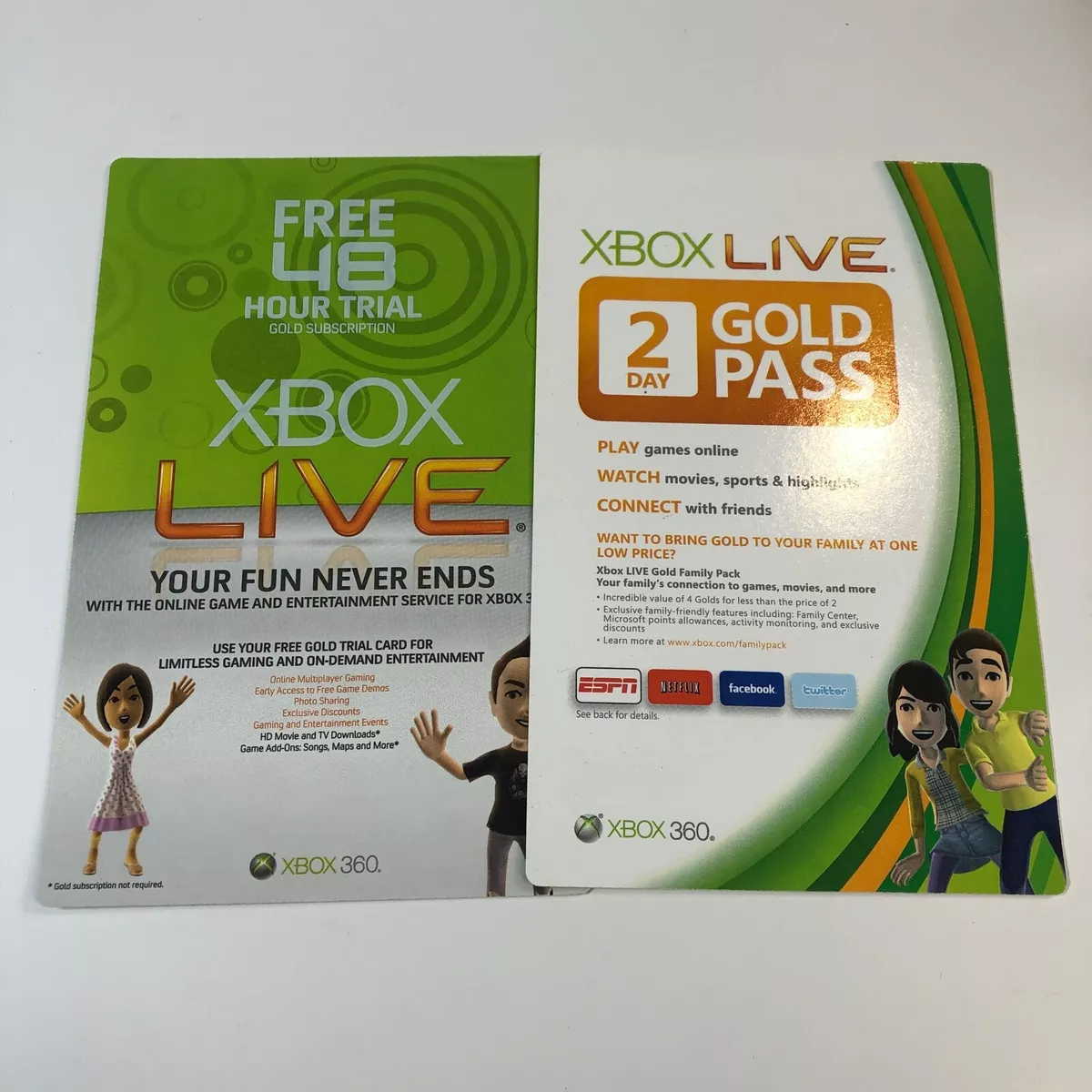  Microsoft Xbox Live Subscription Card For Xbox 360