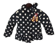 Disney Minnie Mouse Black Puffer Jacket Size 4 Black Polka Dot