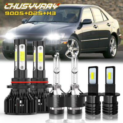 For Lexus IS300 2003-2005 6pcs HID/LED Headlight High Low+Fog Light Bulbs Kit