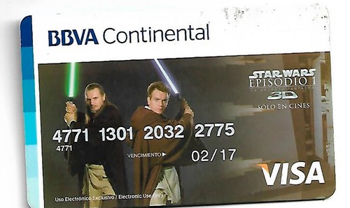 Expired Visa Debit Card "..BBVA EXPIRED 2017 "STAR WARS EPISODE 1