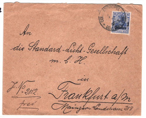 Levant GERMANY PO ABROAD TURKEY Cover Constantinople 1912 Frankfurt MA467 - Picture 2 of 9