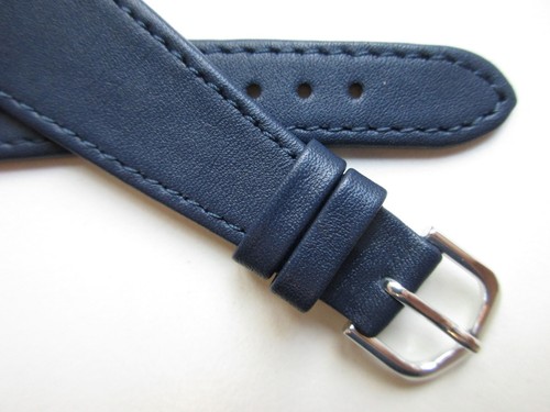 Correa de reloj de cuero cónico liso azul medianoche 20 mm - CORTA - Imagen 4 de 4