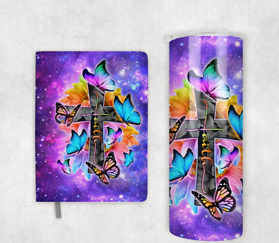 Handmade Butterfly Faith 20oz Insulated Tumbler And Matching 190page Note book