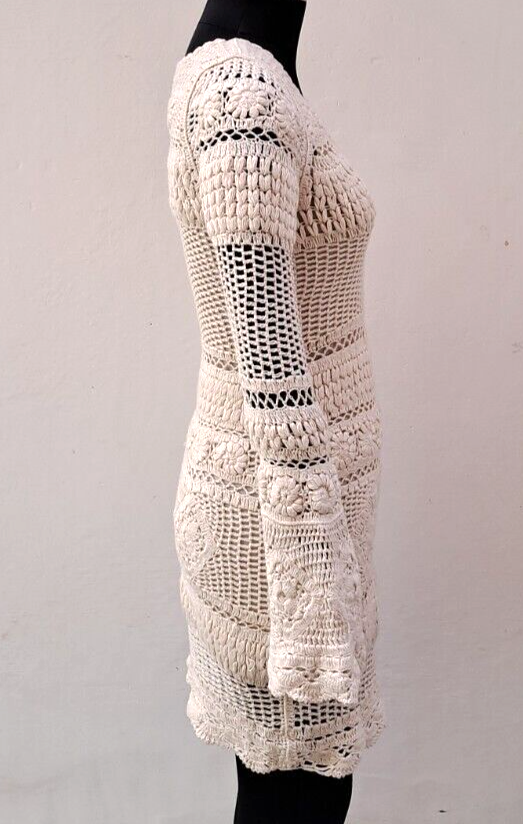 superdry crochet dress Superdry Crochet tassel midi dress in desert bone off white