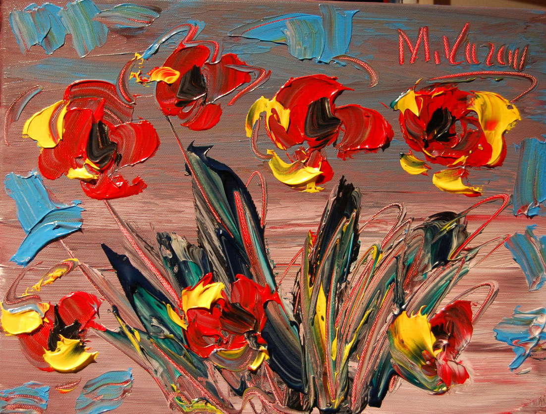 ABSTRACT FLOWERS   MODERN ART   SIGNED CANVAS - STRETCHED painting original