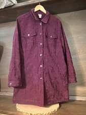 CHICOS Woman's Size 3 16-18 Purple Floral LS Button Blazer Jacket EUC