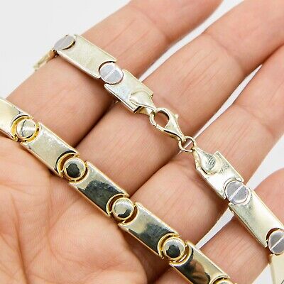 7.5mm Reversible Screw Link Design Necklace Real 10K Yellow 7.5mm Reversible Screw Link Design Necklace Real 10K Yellow