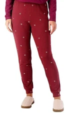 Denim & Co. Comfort Zone Printed Soft Blend Knit Jogger Dark Cherry