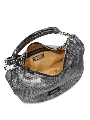 ［pooh］JIMMY CHOO★ ソラーS（SOLAR S) バッグ JIMMY CHOO SOLAR Studded Bangle Metallic Logo Woven Hobo Purse Bag