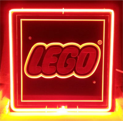 12''x12'' Lego Brick Game Room 3D Carved Neon Sign Real Glass Light Lamp Bar Decor
