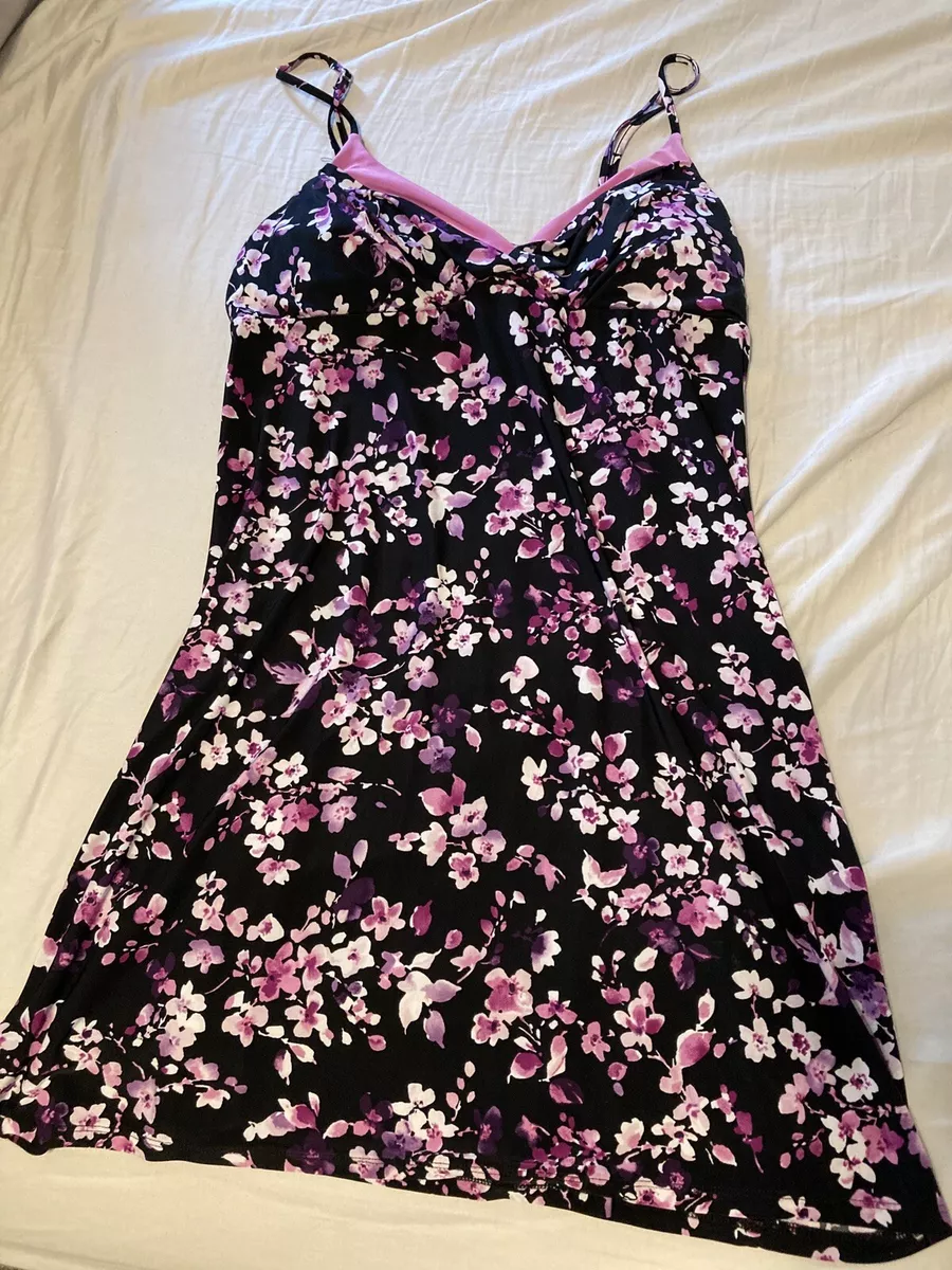 alfani intimates dress nightgown size large black with purple