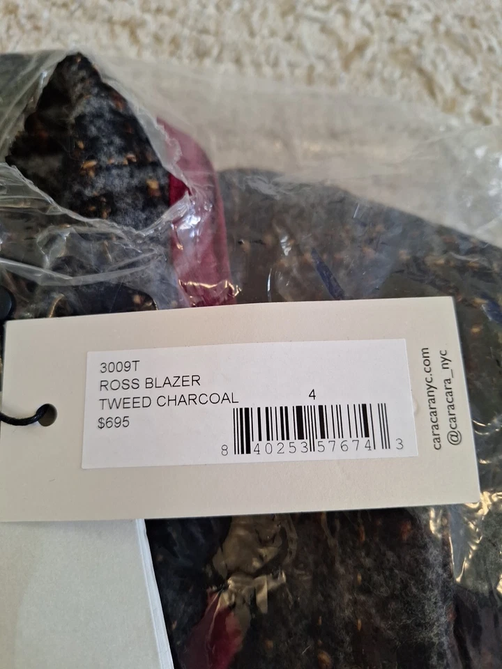 Blazer Cara Ross Tweed Carbón Para Mujer Talla 4 Nuevo $695 Foto 3 de 4
