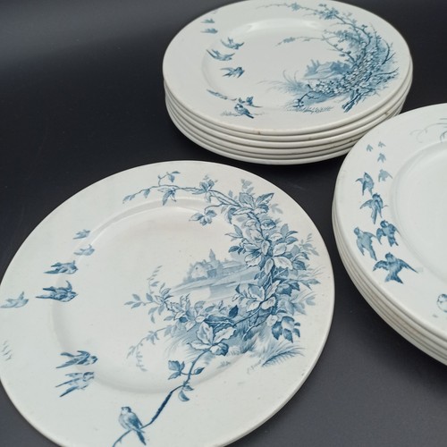 12 ASSIETTES À DESSERT EN FAÏENCE DE GIEN Modèle PAYSAGES - Foto 15 di 18