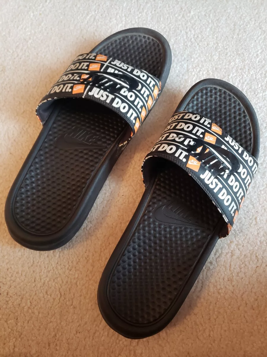 forvridning laver mad Kedelig Nike Mens Slides Flip Flops Sandals Size 11 Slip On Just Do It Black | eBay