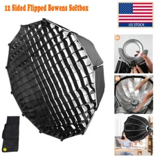 US 90/120cm Quick Installation Flipped Softbox With Grid For Bowens Flash Light