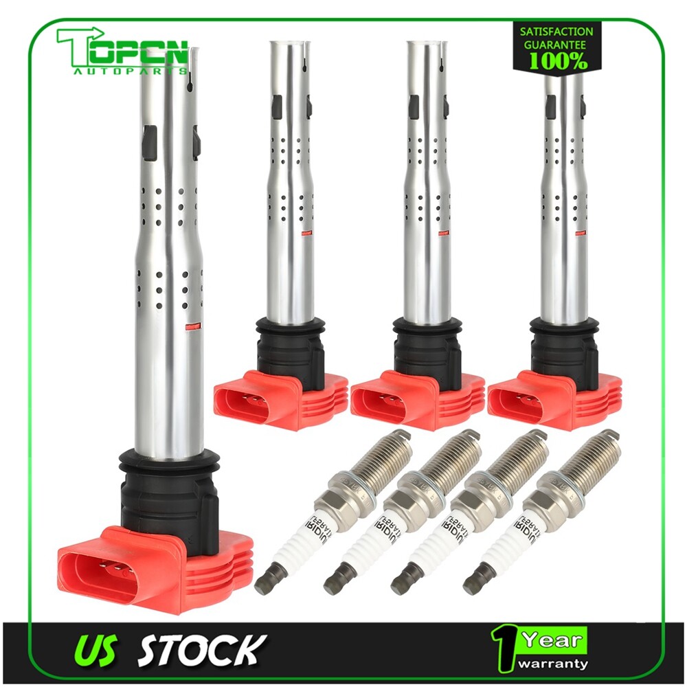 4x Ignition Coil & Iridium Spark Plug Kits For 09-2016 Volkswagen Tiguan 2.0L l4