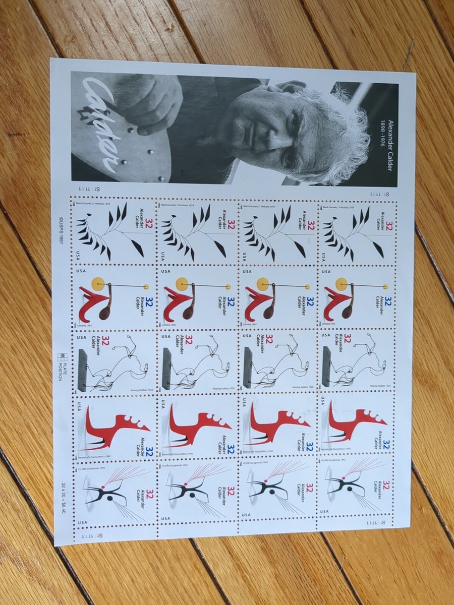 Alexander calder 切手 額装 Alexander Calder Sculpture, Full Sheet of 20 Stamps MNH USPS