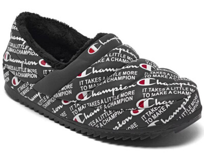 Champion Slippers Slides Varsity Reflective Black/White Mens Size