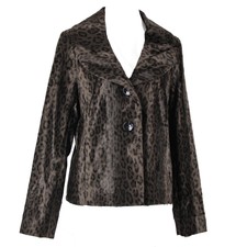Classiques Entier New $140 Sz L Brown Animal Lined Cotton Viscose Modal Jacket