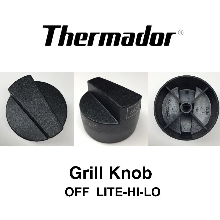 NEW Thermador Pro Range & Cooktop Range Metallic Grill Knob, OFF LITE-HI-LO
