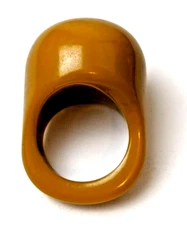 Large Vintage BAKELITE Domed Top Butterscotch Ring Size 5.5 Simichrome Tested