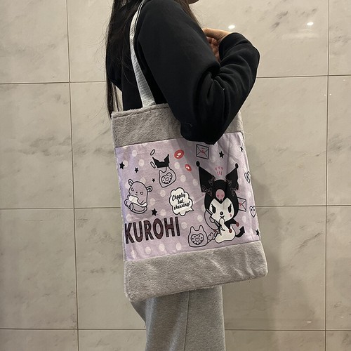Kuromi Plush Handbags Women Shopping Bag Shoulder Bag Tote Gift X'mas gift