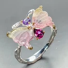 Watermelon AA gem Natural Tourmaline Ring 925 Sterling Silver Size 8 /R467164