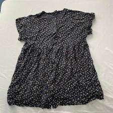 Madewell Floral Button Front Spring Fling Mini Dress Navy Blue XXL