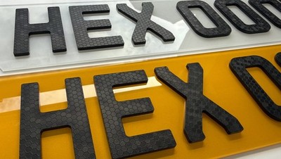 4D Hex  Short 16''  Front & Rear NUMBER PLATES Show Plates 4D 3mm Hex Digits