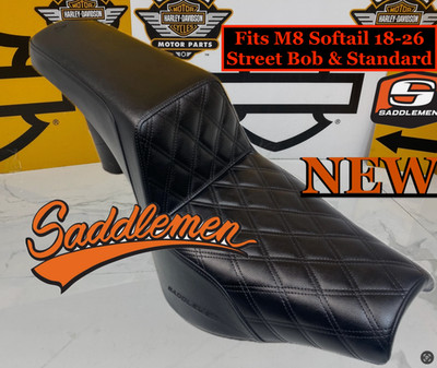 M8 Softail 18-26 Saddlemen GelCore Black Lattice Stitch Step-Up Seat Harley
