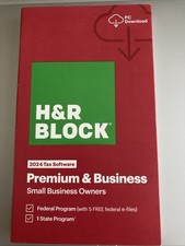 New 2024 H R Block Tax Software Premium  Business Edition for Win/PC Key Card 