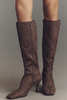 Jeffrey Campbell Checkmate Boots Cheetah Knee High Heeled 8 NWB | eBay