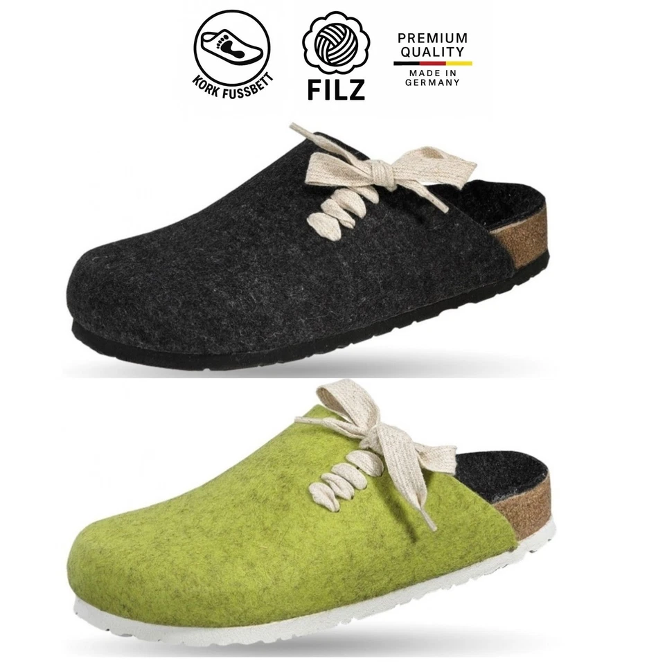 Filz Hausschuhe Damen Herren Leder Korkfußbett Pantoffel Clog 41547 Weeger 35-47 - Bild 1 von 1